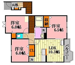 サニーレジデンスF3 2LDKの間取図画像