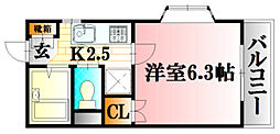 レジデンス白井 1Kの間取図画像