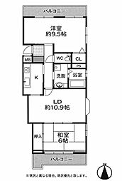 ユニーブル塚口 2LDKの間取図画像