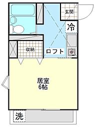 エルムハイツ追浜 1Kの間取図画像