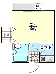 エルムハイツ追浜 1Kの間取図画像