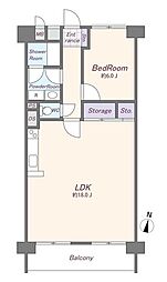 香貫マンション 1LDKの間取図画像