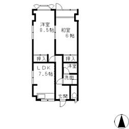 ニューライフ中津 2DKの間取図画像