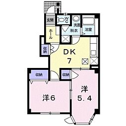 プレミールメゾン沖代1 2DKの間取図画像