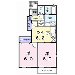 グッド・エレガンス2 2DKの間取図画像