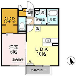 ヴィラシャルマンD 1LDKの間取図画像