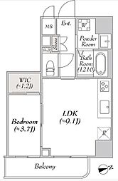 ルミーク浅草 2階1LDKの間取り