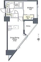 プライムメゾン蔵前 2階1LDKの間取り
