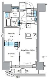 ルフォンプログレ田原町 11階2LDKの間取り