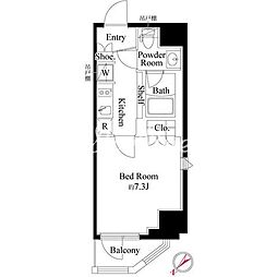 プライマル蔵前 5階1Kの間取り