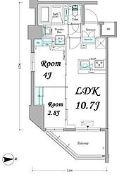 アーバネックス蔵前 3階2LDKの間取り