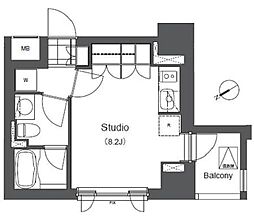 ラドゥセール浅草橋（La Douceur浅草橋） 5階ワンルームの間取り