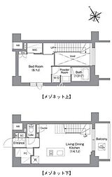バウスフラッツ蔵前 13階1LDKの間取り