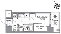 バウスフラッツ蔵前 11階1DKの間取り