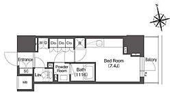 コンフォリア東上野 11階ワンルームの間取り