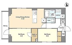 グランカーサ上野 3階2LDKの間取り