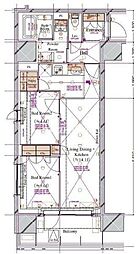 ブランシエスタ浅草蔵前 9階2LDKの間取り