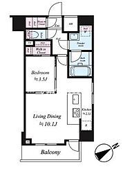 ログ上野駅前 12階1LDKの間取り