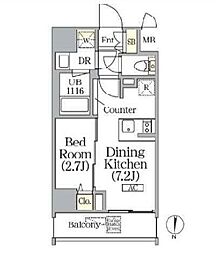 ボアビスタ上野御徒町 10階1DKの間取り