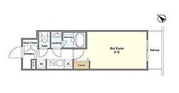 ライトテラス蔵前 5階1Kの間取り