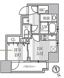 シーズンフラッツ蔵前パークフロント 10階1DKの間取り