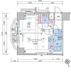 ジェノヴィア浅草駅前スカイガーデン 7階1LDKの間取り