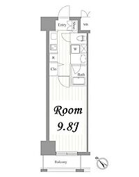 ジョイシティ蔵前 1Kの間取図画像