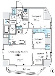 プライムブリス新御徒町 3LDKの間取図画像