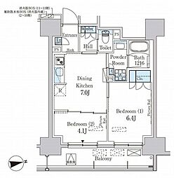 パークアクシス蔵前・春日通り 2DKの間取図画像