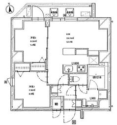 crealpremier浅草橋 2LDKの間取図画像
