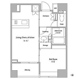 BPRレジデンス蔵前 1LDKの間取図画像