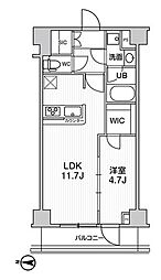 ジェノヴィア本所吾妻橋2スカイガーデン 1LDKの間取図画像