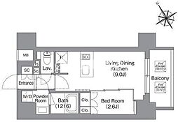 台東区蔵前4丁目マンション 1LDKの間取図画像