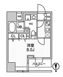 ジェノヴィア浅草橋2スカイガーデン 1Kの間取図画像