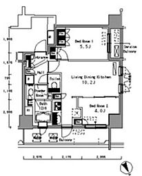 パークアクシス浅草橋 2LDKの間取図画像