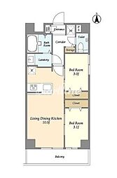 アルファコート西糀谷 4階2LDKの間取り