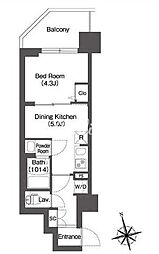 コンフォリア・リヴ品川南大井 6階1DKの間取り