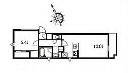 アジールコート東大井 4階1LDKの間取り