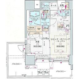 エステムプラザ品川大井町クリスタルヒルズ 13階1LDKの間取り