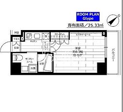 ステージグランデ蒲田アジールコート 3階1Kの間取り