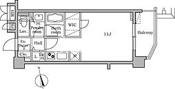 レジディア大井町II 4階ワンルームの間取り