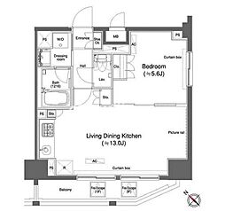 カスタリア大森II 1003 10階1LDKの間取り