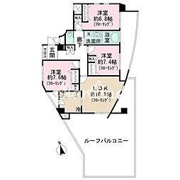 コスモシティ大森 8階3LDKの間取り