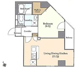 HY's品川南大井 1LDKの間取図画像
