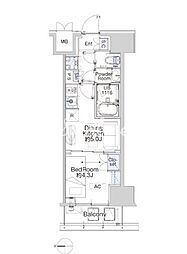 ベルファース蒲田West 1DKの間取図画像