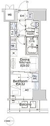 ベルファース蒲田West 1DKの間取図画像