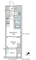 Brilliaist大井町 1DKの間取図画像