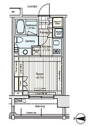 イプセ蒲田 1Kの間取図画像