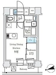 シーズンフラッツ大森北三丁目 1LDKの間取図画像