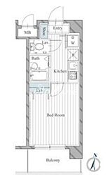 ヴィータローザ大森海岸 1Kの間取図画像
